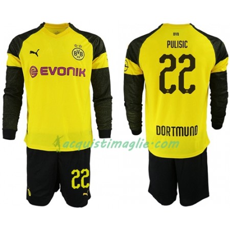 Divisa di Calcio Borussia Dortmund Pulisic 22 Bambino Prima 2018/2019 Manica Lunga